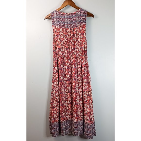 Lucky Brand Floral Dress Women's Size M Pink Midi Sleeveless Elastic Waist - Picture 6 of 8